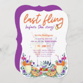 ラストフィング前リングや輪カクテルブライダルシャワー 招待状 (正面/裏面)