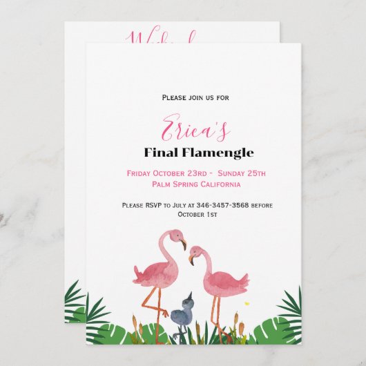 ラストフラメンゴバチェロレッテ&週末の日程 招待状 (正面/裏面)