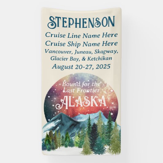 ラストフロンティアアラスカのクルーズドアに向かう 横断幕 (縦)