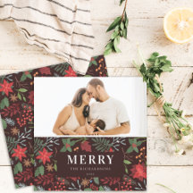 ラストブラウン メリークリスマス 花柄 フォト