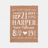 ラストベビーガール誕生統計キープサケ フリースブランケット (正面)