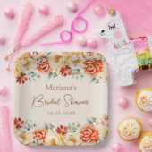 ラストベージュロマンチックフローラブライダルシャワー ペーパープレート (パーティー)