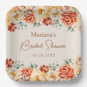 ラストベージュロマンチックフローラブライダルシャワー ペーパープレート (正面)