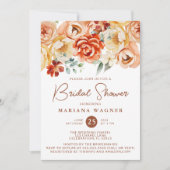 ラストベージュロマンチックフローラブライダルシャワー 招待状 (正面)