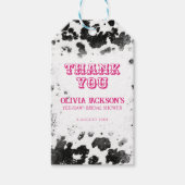 ラストホームダウン牛プリントホットピンクブライダルシャワー ギフトタグ (正面)