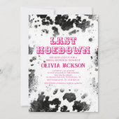 ラストホームダウン牛プリントホットピンクブライダルシャワー 招待状 (正面)