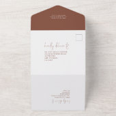 ラストボホ花模様書ブラウンQR オールインワン招待状 (外側)
