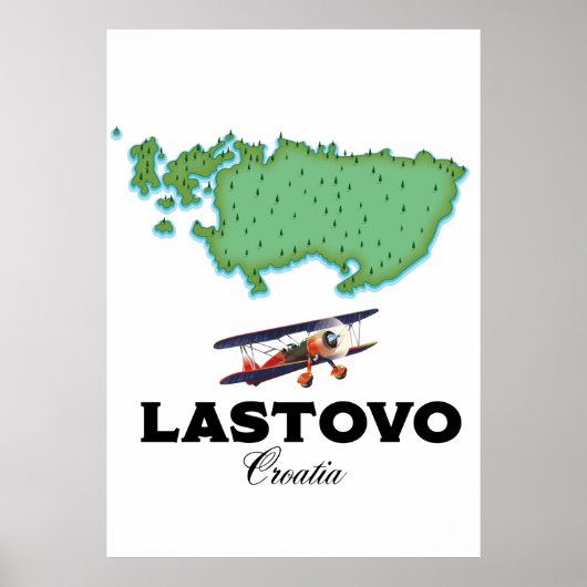 ラストボ島 クロアチア 地図 トラベル ポスター (正面)