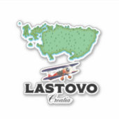 ラストボ島 クロアチア 地図 トラベル ポスター シール (正面)
