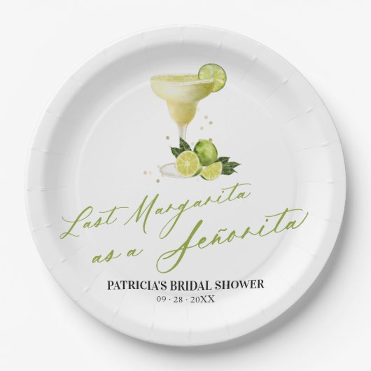ラストマルガリータアサセニョリータブライダルシャワー ペーパープレート (正面)