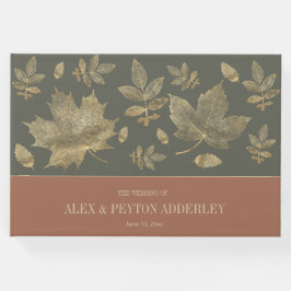 ラストモスグリーン金ゴールド紅葉結婚ズ ゲストブック