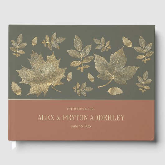 ラストモスグリーン金ゴールド紅葉結婚ズ ゲストブック (正面)