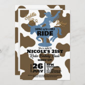 ラストライドデニム女性のカーボーイウェスタンバースデーパーティー 招待状 (正面/裏面)
