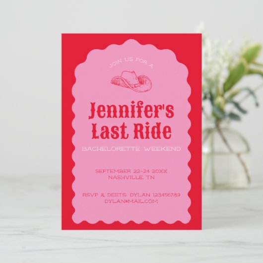 ラストライド女性のカーボーイはっきりしたレッド&ピンクナッシュバッハ 招待状 (スタンド正面)