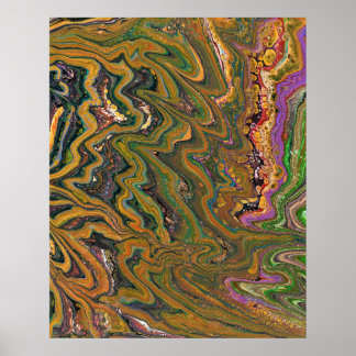 ラストラダ2グリーン金ゴールド抽象芸術ポスターアートプリント ポスター
