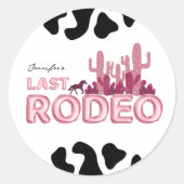 ラストロデオの風船フォントと牛柄プリント ラウンドシール (正面)