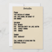 ラストロデオウェスタンバチェロレッテ週末 招待状 (裏面)