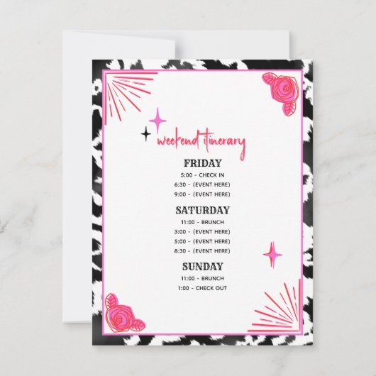 ラストロデオカウガールバチェロレッテカウプリントの旅程 招待状 (裏面)