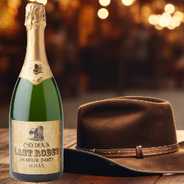 "ラストロデオカウボーイグランジブラウン独身パーティー" スパークリングワインラベル