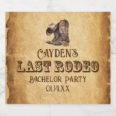 "ラストロデオカウボーイグランジブラウン独身パーティー" スパークリングワインラベル (シングルラベル)