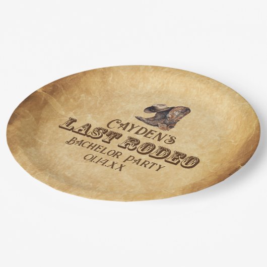 ラストロデオカウボーイグランジ ブラウン バチェラーパーティー ペーパープレート (アングル)