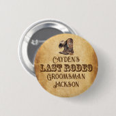 ラストロデオカウボーイグルンジブラウン独身パーティー 缶バッジ (正面&裏面)