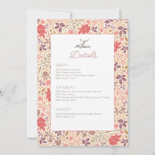 ラストロデオカウボーイブートブーケバチェロレッテ 招待状 (裏面)