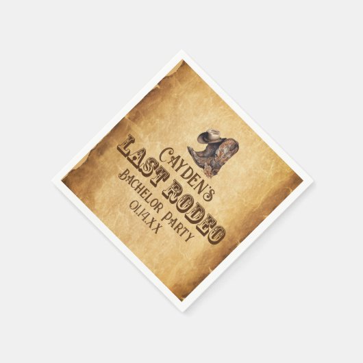 ラストロデオカウボーイ グランジ ブラウン バチェラーパーティー スタンダードカクテルナプキン (角)