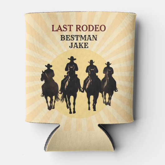ラストロデオカウボーズサンセット花婿介添人の名前の学士号 缶クーラー (正面)