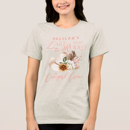 ラストロデオシック女性のカーボーイハットウェスタンブライダルパーティ トライブレンドＴシャツ (正面)