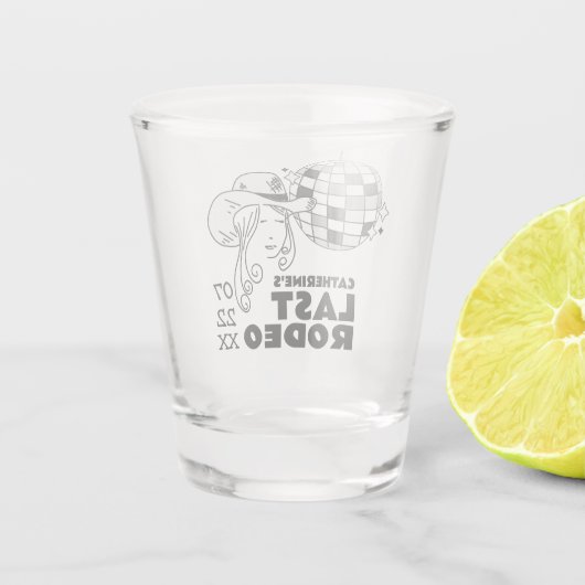 ラストロデオディスコ女性のカーボーイバチェロレッテ ショットグラス (裏面)