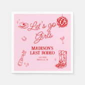 ラストロデオディスコ女性のカーボーイバチェロレッテ スタンダードカクテルナプキン (正面)