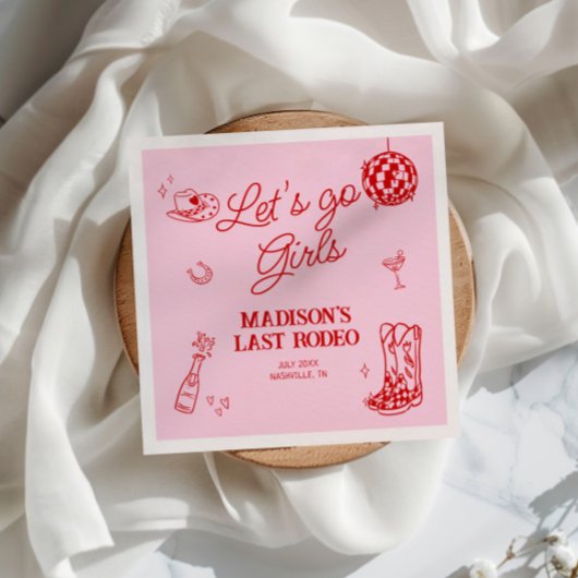 ラストロデオディスコ女性のカーボーイバチェロレッテ スタンダードカクテルナプキン