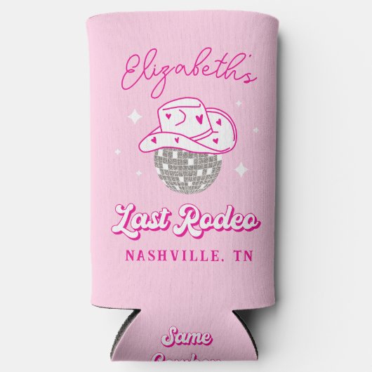 ラストロデオディスコ女性のカーボーイバチェロレッテ スリム缶クーラー (正面)