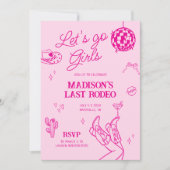 ラストロデオディスコ女性のカーボーイバチェロレッテ 招待状 (正面)