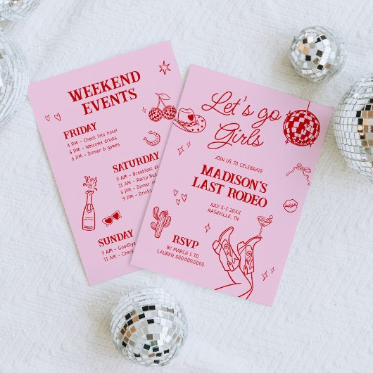 ラストロデオディスコ女性のカーボーイバチェロレッテ 招待状