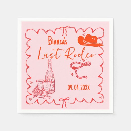 ラストロデオナッシュビルバチェロレッテ週末パーティー スタンダードカクテルナプキン (正面)