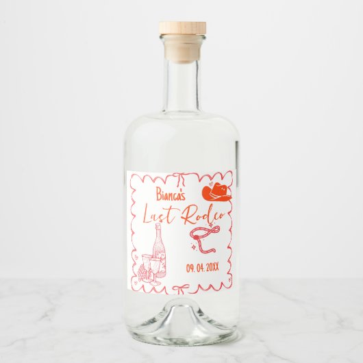 ラストロデオナッシュビルバチェロレッテ週末パーティー リキュールボトルラベル (正面)