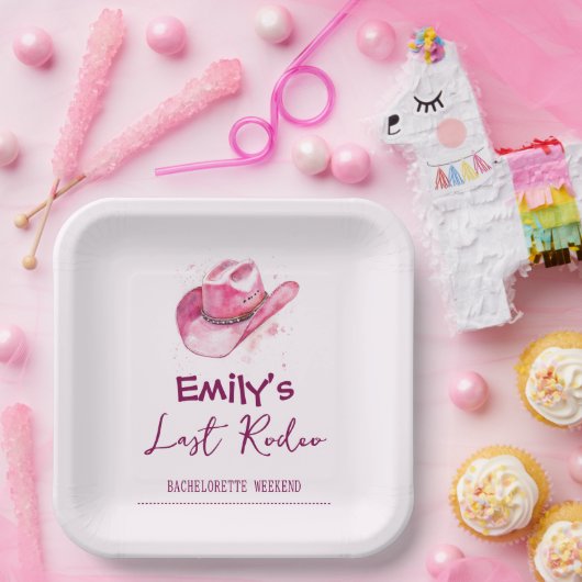ラストロデオバチェロレッテ週末 | ピンク紙プレート ペーパープレート (パーティー)