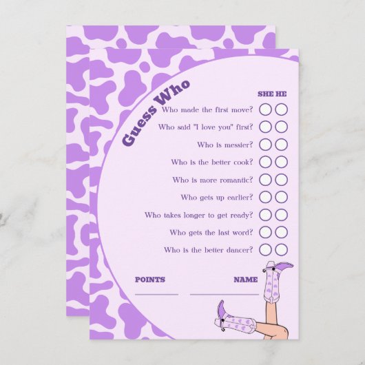 ラストロデオパープル女性のカーボーイブライダルシャワーパーティーゲーム エンクロージャーカード (正面/裏面)