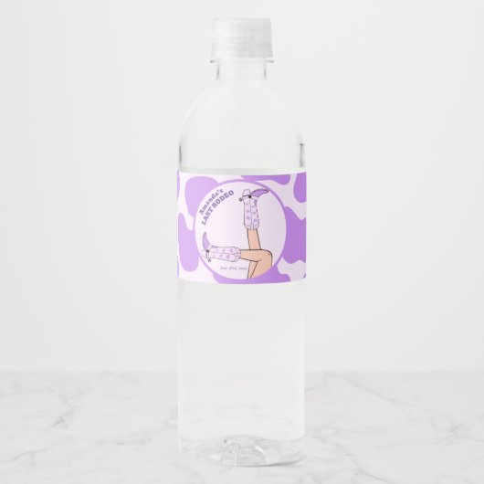 ラストロデオパープル女性のカーボーイブライダルシャワーパーティー ペットボトルラベル (正面)