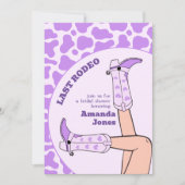 ラストロデオパープル女性のカーボーイブライダルシャワーパーティー 招待状 (正面)