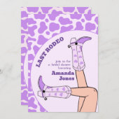 ラストロデオパープル女性のカーボーイブライダルシャワーパーティー 招待状 (正面/裏面)