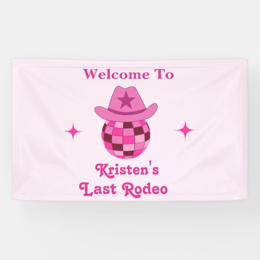ラストロデオピンクディスコ女性のカーボーイバチェロレッテ歓迎 横断幕 (横)