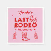ラストロデオピンクレッド女性のカーボーイバチェロレッテ スタンダードカクテルナプキン (正面)