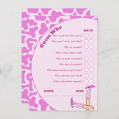 ラストロデオピンク女性のカーボーイブライダルシャワーパーティーゲーム エンクロージャーカード (正面/裏面)