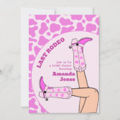 ラストロデオピンク女性のカーボーイブライダルシャワーパーティー 招待状 (正面)