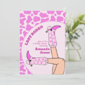 ラストロデオピンク女性のカーボーイブライダルシャワーパーティー 招待状 (スタンド正面)