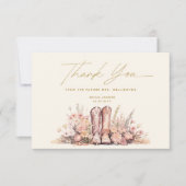 ラストロデオブーツフローラ女性のカーボーイブライダルシャワー サンキューカード (正面)