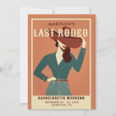 ラストロデオヴィンテージテラコッタ女性のカーボーイバチェロレッテ 招待状 (正面)